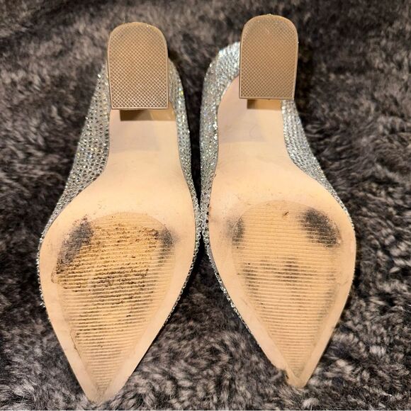 Steve Madden Silver Rhinestone Zana Crystal Pointed Toe Heels Sz 6.5 Homecoming - Picture 7 of 12